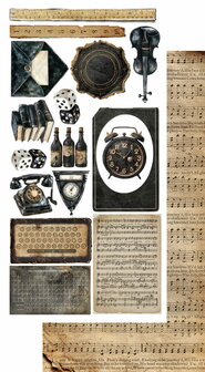 Alchemy of Art -  Scrappen - In Silence - Papierset -  Extra accessoires - 15X30 cm - 10
