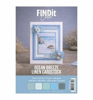 Find It - Find It Color - Linnen Cardstock - Papier Pakket - A5 - Ocean Breeze