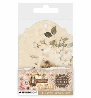 Studio Light - Essentials -  Teddy's Tea Time - Stamp - Tag -  ATC