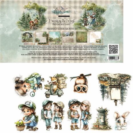 Alchemy of Art -  Scrappen - Friends of the Forest - Papierset - 30,5x30,5 cm