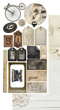 Alchemy of Art -  Scrappen - In Silence - Papierset -  Extra accessoires - 15X30 cm - 10