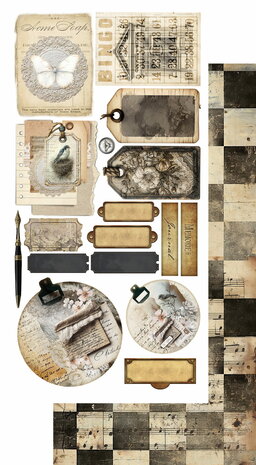 Alchemy of Art -  Scrappen - In Silence - Papierset -  Extra accessoires - 15X30 cm - 10
