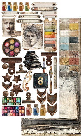 Alchemy of Art -  Scrappen - Art - Papierset -  Extra accessoires - 15X30 cm - 11