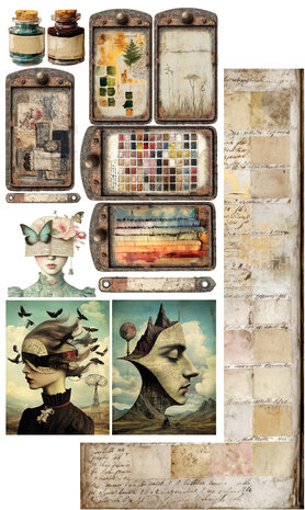 Alchemy of Art -  Scrappen - Art - Papierset -  Extra accessoires - 15X30 cm - 11