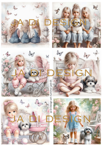 Ja Di Design - Knipvellen- Decoupage - Girls & Dog