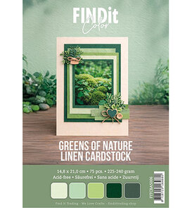 Find It - Find It Color - Linnen Cardstock - Papier Pakket - A5 - Greens of Nature