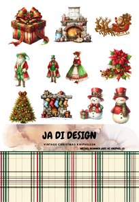 Ja Di Design - Papieset - Knipvellen - Vintage Christmas - A5 formaat