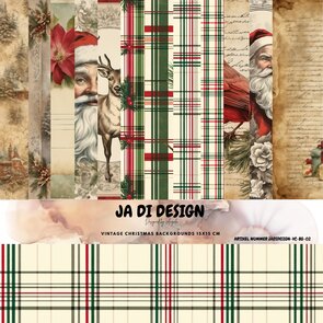 Ja Di Design - Papieset - Backgrounds - Vintage Christmas - 15x15 cm