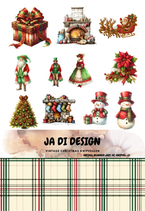 Ja Di Design - Papieset - Knipvellen - Vintage Christmas - A5 formaat