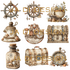 Ja Di Design - Papierset - Knipvellen - Rustic Nautical - 15x15 cm_